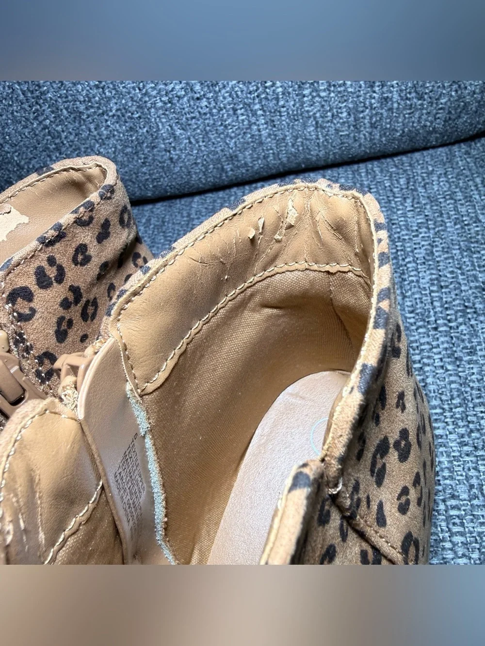 Cat & Jack Opal Leopard Print Ankle Booties Big Girl size 5